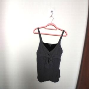 International Concepts Black and White Polka Dot Bow Detail Tank Top Size XL